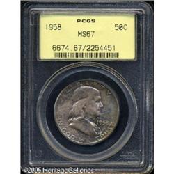 1958 50C  MS67 PCGS. Type One Reverse. Rich mauve,