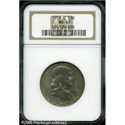 1958-D 50C  MS67 NGC. Glorious mint set colors domi