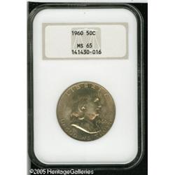 1960 50C  MS65 NGC. The obverse features champagne