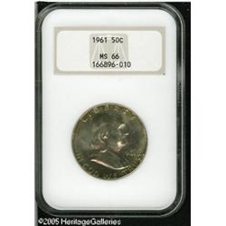 1961 50C  MS66 NGC. Pretty multicolored toning bath