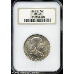 1962-D 50C  MS66 NGC. A mix of rose, sky-blue, lime
