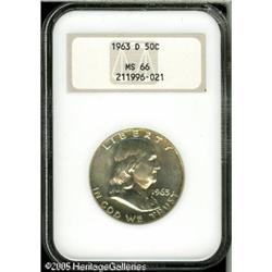 1963-D 50C  MS66 NGC. Speckled golden-brown patina