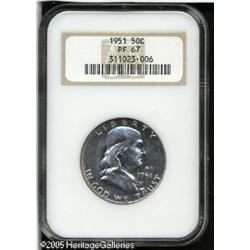 1951 50C  PR67 NGC. A Superb Gem with wisps of toni