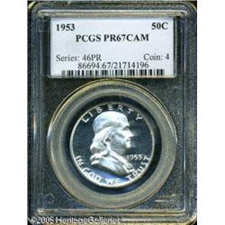 1953 50C  PR67 Cameo PCGS. White on black cameo con