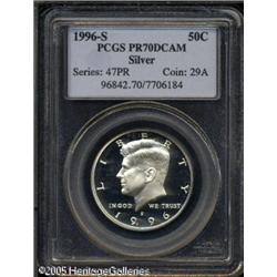1996-S 50C  Silver PR70 Deep Cameo PCGS. Virtually