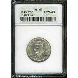 1893 25C  Isabella Quarter MS61 ANACS. White, frost