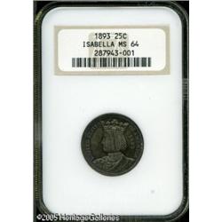 1893 25C  Isabella Quarter MS64 NGC. Toned a deep g