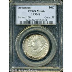 1936-S 50C  Arkansas MS66 PCGS. Boldly struck with
