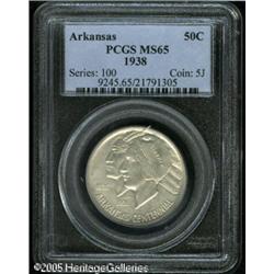 1938 50C  Arkansas MS65 PCGS. Boldly defined and ex