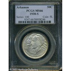 1938-S 50C  Arkansas MS66 PCGS. Light gray-gold ton