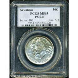 1939-S 50C  Arkansas MS65 PCGS. Sharply defined wit