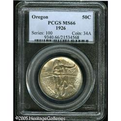 1926 50C  Oregon MS66 PCGS. Delicate mauve-gray pat
