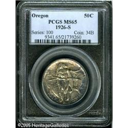 1926-S 50C  Oregon MS65 PCGS. Deep steel and irides