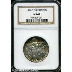 1926-S 50C  Oregon MS67 NGC. Lustrous surfaces are