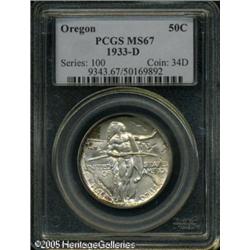 1933-D 50C  Oregon MS67 PCGS. Sharply struck and mi