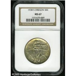 1938-S 50C  Oregon MS67 NGC. Lustrous surfaces reve
