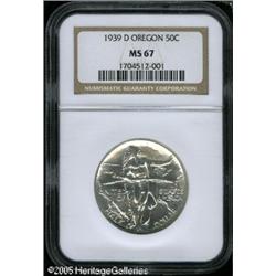 1939-D 50C  Oregon MS67 NGC. Unusually sharply stru