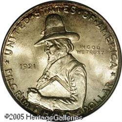 1921 50C  Pilgrim MS67 PCGS. Lovingly preserved ben