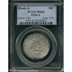 1936-S 50C  Rhode Island MS66 PCGS. Fully struck wi