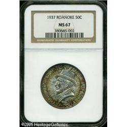 1937 50C  Roanoke MS67 NGC. Golden-green, lavender,