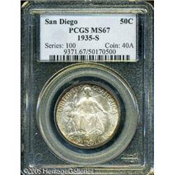 1935-S 50C  San Diego MS67 PCGS. Sharply struck wit