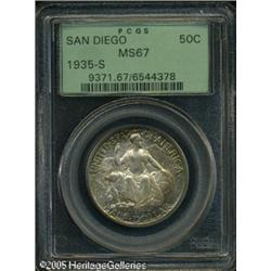 1935-S 50C  San Diego MS67 PCGS. Highly lustrous an