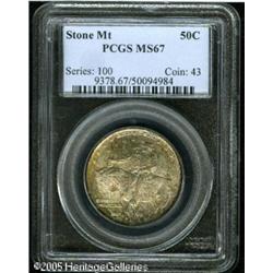 1925 50C  Stone Mountain MS67 PCGS. Lovely gold, se