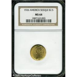 1926 $2 1/2  Sesquicentennial MS64 NGC. Apricot-gol