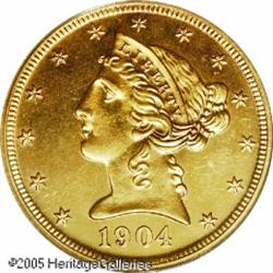 1904 $5  PR64 PCGS. As a proof, the 1904 Five Dolla