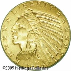 1909 $5  MS64 PCGS. This Choice Mint State Indian H