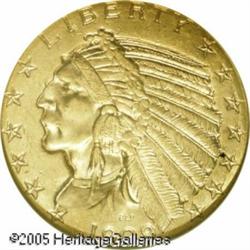 1909-D $5  MS64 ANACS. Highly lustrous with bright