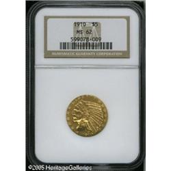 1910 $5  MS62 NGC. Boldly struck and lustrous, with