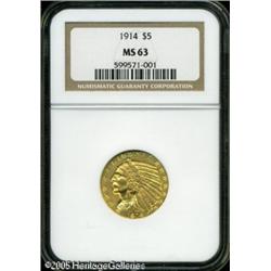 1914 $5  MS63 NGC. Well defined with subtle salmon