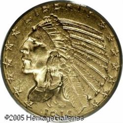 1914-S $5  MS62 PCGS. Bright yellow-gold in color a