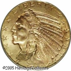 1915 $5  MS64 PCGS. Toned with orange-gold hues on