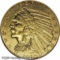 1910 $5  PR66 NGC. Struck in the Roman Gold finish