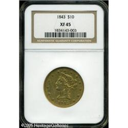 1843 $10  XF45 NGC. A bit softly struck on the obve