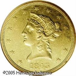 1843-O $10  AU53 NGC. This originally preserved, ye