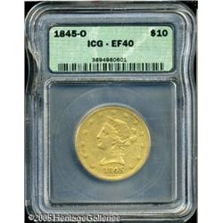 1845-O $10  XF40 ICG. Vivid orange-gold color domin