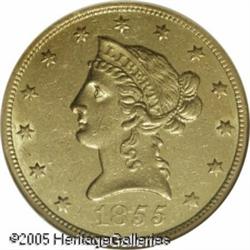1855-O $10  AU58 NGC. As nice as this date can read