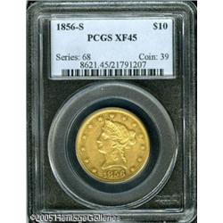 1856-S $10  XF45 PCGS. This relatively available No