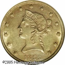 1859 $10  AU58 NGC. A scarce and underrated issue t