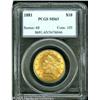 Image 1 : 1881 $10  MS63 PCGS. Rich honey-gold color. Lustrou