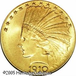 1910-D $10  MS65 PCGS. Satiny luster throughout and