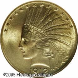 1912 $10  MS66 NGC. Very light yellow gold with hin