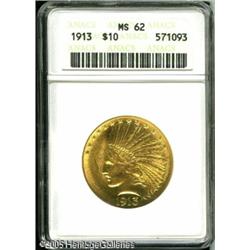 1913 $10  MS62 ANACS. Well struck, with lustrous ye