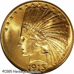 1915 $10  MS67 NGC. Brilliant and frosty luster wit