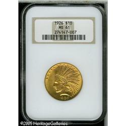 1926 $10  MS61 NGC. Well struck with bright pink an