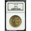 Image 3 : 1852 $20  MS62 NGC. A bright and lustrous coin whic