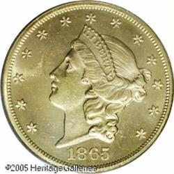 1865 $20  MS63 PCGS. This is an extremely important